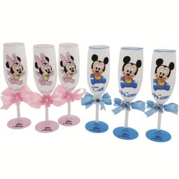 Set 6 pahare personalizate botez pentru Părinți și Nași, model Mickey & Minnie - FEIS310002