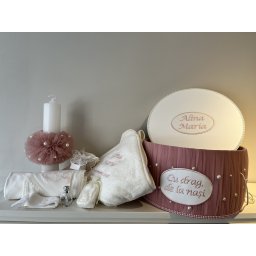 Trusou botez complet Little Pearl roz pudra