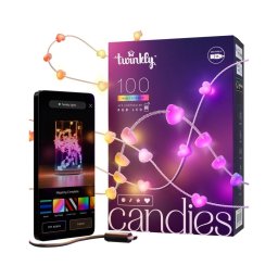 Twinkly TWKH100RGB-T - Ghirlandă LED RGB cu intensitate reglabilă, 100 LED, 8 m, USB, Wi-Fi