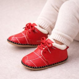Pantofiori rosii imblaniti pentru fetite - Bella