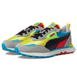 PUMA Kids Rider Future Vintage Charcoal amp Paint (Big Kid) Speed YellowPuma Black