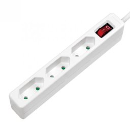 Prelungitor slim cu 3 prize euro Switch On/OFF 1.5m Alb, Logilink LPS230