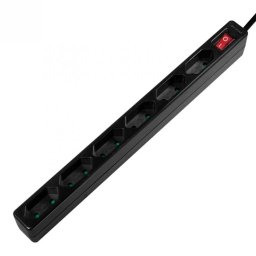 Prelungitor slim cu 6 prize euro Switch On/OFF 1.5m Negru, Logilink LPS232B