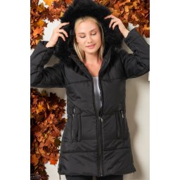 Z6668 HAINĂ DE DAMĂ DEWBERRY-PLAIN NEGRU