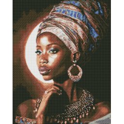 Set goblen cu diamante AB, cu sasiu, Frumusete africana, 40x50 cm
