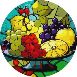Set pictura pe numere rotunda, cu sasiu, Fructe asortate, O29cm