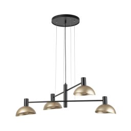 Lustră pe cablu ARTIS 4xE14/40W/230V negru/auriu