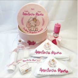 Trusou botez personalizat pentru fetita - Elefantel