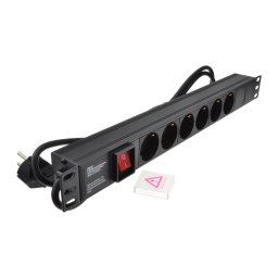 Priza rack PDU 6 porturi 19 inch, 1U cu intrerupator si siguranta