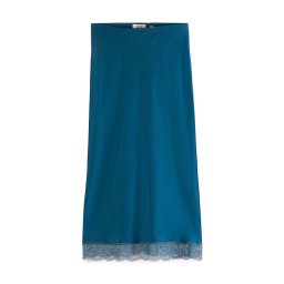 SCOTCH & SODA Fusta Satin High Rise Midi Skirt With Lace Detail 174755 SC6662 dark teal