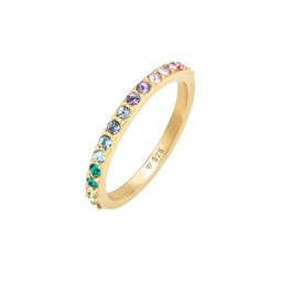 ELLI Inele 'Rainbow' auriu / verde smarald / mov deschis / roz deschis
