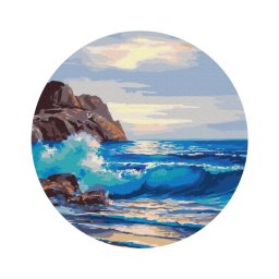 Set pictura pe numere rotunda, cu sasiu, Dimineata la mare, O40cm