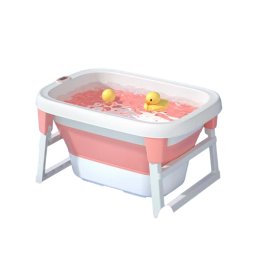 Cadita adanca pliabila cu suport buretat si termometru, roz