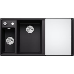 Chiuveta de bucatarie Blanco AXIA III 6S cuva stanga, tava inox si tocator sticla securizata