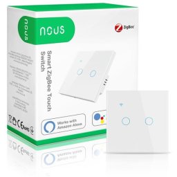Comutator de iluminat inteligent NOUS LZ2 ZigBee Tuya cu 2 butoane