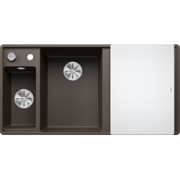 Chiuveta de bucatarie Blanco AXIA III 6S cuva stanga, tava inox si tocator sticla securizata