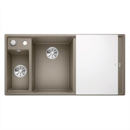 Chiuveta de bucatarie Blanco AXIA III 6S cuva stanga, tava inox si tocator sticla securizata