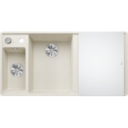 Chiuveta de bucatarie Blanco AXIA III 6S cuva stanga, tava inox si tocator sticla securizata