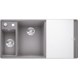 Chiuveta de bucatarie Blanco AXIA III 6S cuva stanga, tava inox si tocator sticla securizata