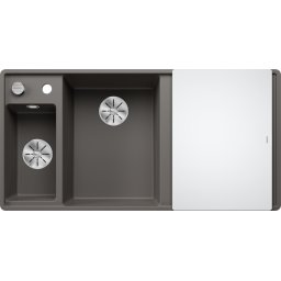 Chiuveta de bucatarie Blanco AXIA III 6S cuva stanga, tava inox si tocator sticla securizata