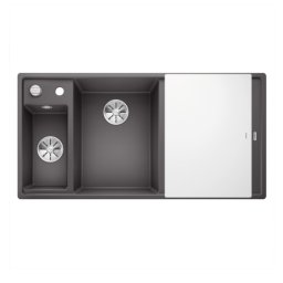 Chiuveta de bucatarie Blanco AXIA III 6S cuva stanga, tava inox si tocator sticla securizata