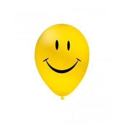 Set 10 baloane latex Smile face galben 30 cm