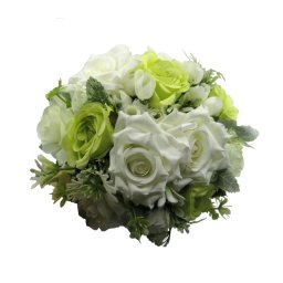 Buchet mireasa/nasa cu flori de matase, verde&alb – ILIF310056