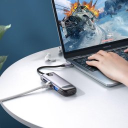 Multihub 10 in 1 Type-C Grey (USB 3.0 x 2+HDMI+PD+LAN+TF+SD+USB 2.0 x 2+VGA)