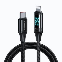 Cablu CA-1030 USB-C la Lightning, 36 W, 1,2 m (negru)