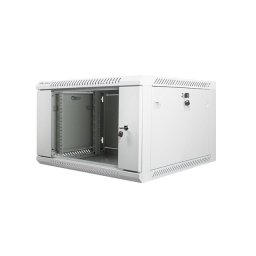 Lanberg wall-mounted installation rack cabinet 19'' 6U 600x600mm gray (glass door)