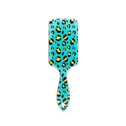 Perie pentru păr, dreptunghiulară, imprimeu leopard, verde
