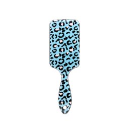 Perie pentru păr, dreptunghiulară, imprimeu leopard, turcoaz
