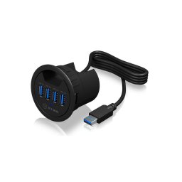 In-Desk USB Hub, USB-A Plug, 3.0, USB Ports 4, USB-A Socket, ICY BOX