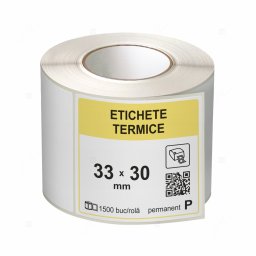 Role etichete termice autoadezive 33x30 mm, 1500 etichete rola
