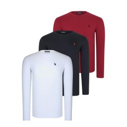 SET TRIPLU T8588 HANORAC BĂRBĂTESC CU GÂT ROTUND DEWBERRY-NEGRU-ALB-VISINIU