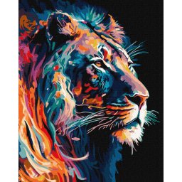 Set pictura pe numere, cu sasiu, Gratia leului- extra culori metalizate, 40x50 cm