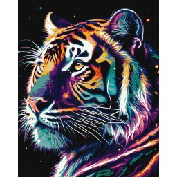Set pictura pe numere, cu sasiu, Tigru fantastic - extra culori metalizate, 40x50 cm