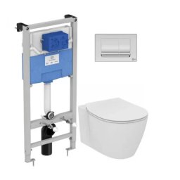 Set PROMO vas WC suspendat Ideal Standard Connect 54.5x36.5 cm cu rezervor ProSys si capac alb lucios -E212701