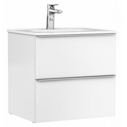 Set mobilier suspendat cu 2 sertare Gala Shona cu lavoar 60cm, alb mat