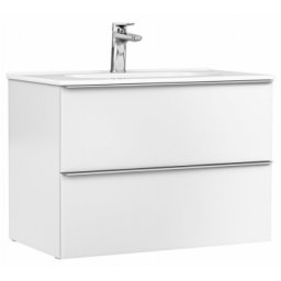 Set mobilier suspendat cu 2 sertare Gala Shona cu lavoar 80cm, alb mat