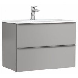 Set mobilier suspendat cu 2 sertare Gala Shona cu lavoar 80cm, gri mat