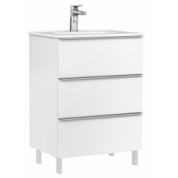 Set mobilier stativ cu 3 sertare Gala Shona cu lavoar 60cm, alb mat