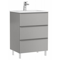 Set mobilier stativ cu 3 sertare Gala Shona cu lavoar 60cm, gri mat