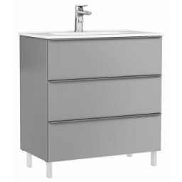 Set mobilier stativ cu 3 sertare Gala Shona cu lavoar 80cm, gri mat