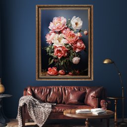 Tablou Buchet de Flori Diafan, Canvas+Rama FAS147 (Model Rama LxH: Rama Maro Antichizat 45x60cm)