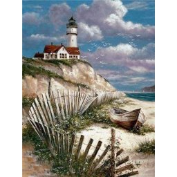 Set goblen cu diamante, cu sasiu, La mare, 40x50 cm