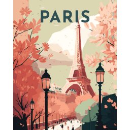 Set pictura pe numere, cu sasiu, Afis Paris, 40x50 cm