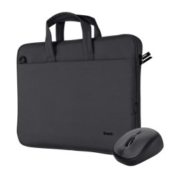 Set Geanta Trust Bologna pentru 16inch, + Mouse Optic, USB Wireless, Negru