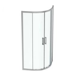 Cabina de dus semirotunda Ideal Standard Connect 2 90x90 cm cu usi culisante si profil argintiu -K9251EO