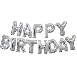 Set baloane folie HAPPY BIRTHDAY 40 Cm argintiu
